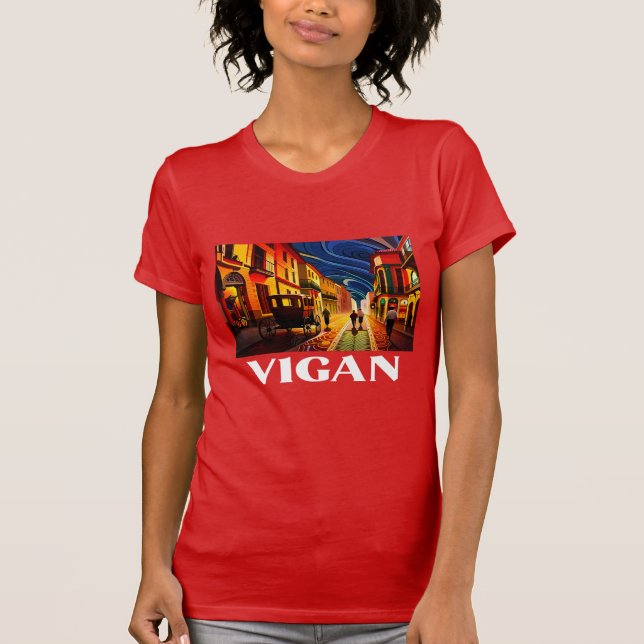 Camiseta Calle Crisologo, Vigan, turista filipino, filipino (Frente)