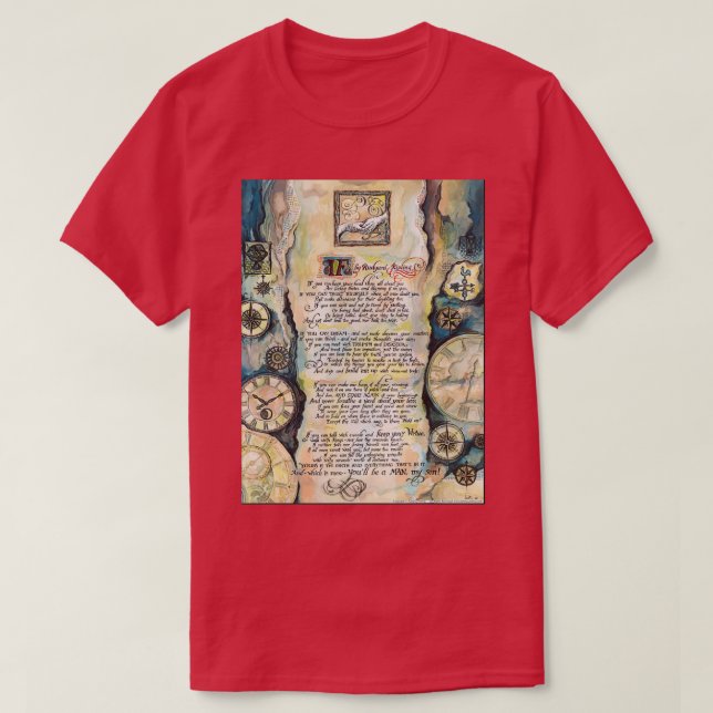 Camiseta Calligraphy of the poem IF by Rudyard Kipling (Frente do Design)