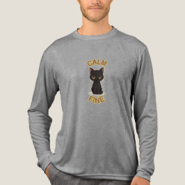 Camiseta **Calm Fine Cat – Black & Gold Minimal Cat Art**