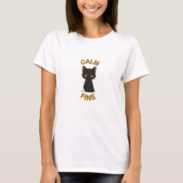 Camiseta **Calm Fine Cat – Black & Gold Minimal Cat Art**