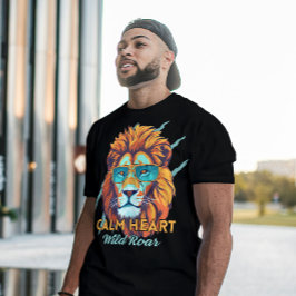 Camiseta Calm Heart, Wild Roar – Lion Energy Motivational T