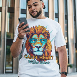 Camiseta Calm Heart, Wild Roar – Lion Energy Motivational T