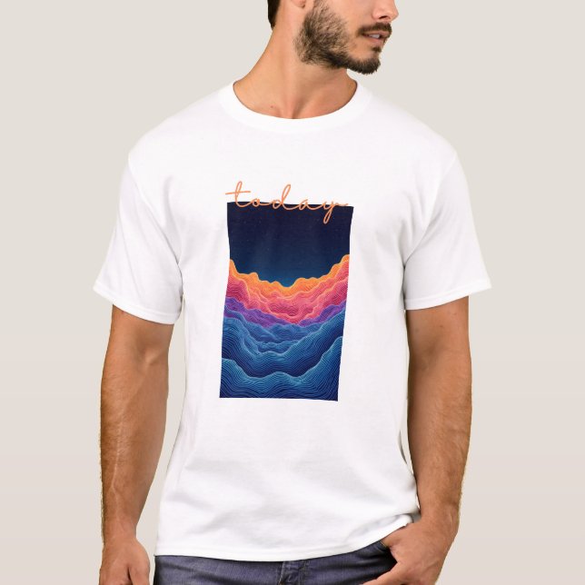 Camiseta Calm Horizon Valley Line Art (Frente)
