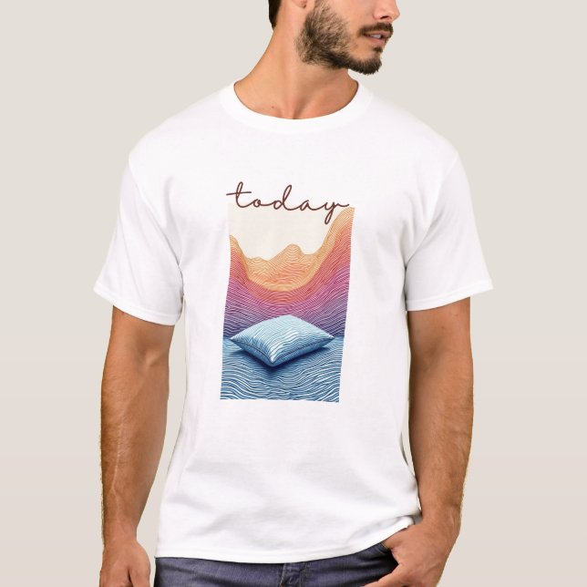Camiseta Calm Horizon Valley Line Art (Frente)