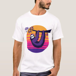 Camiseta Calma como uma preguiça - Camisa-T retrógrada e su