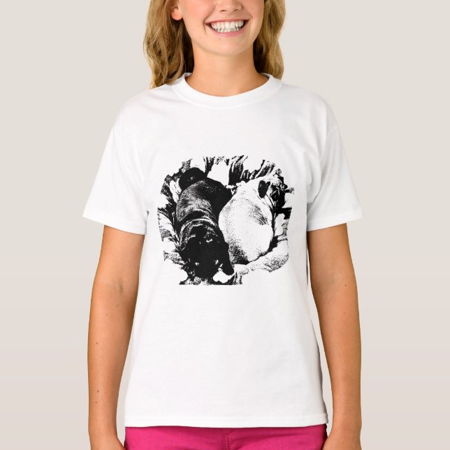 Camiseta Calma Equilibrada, Cães Gêmeos (Frente)