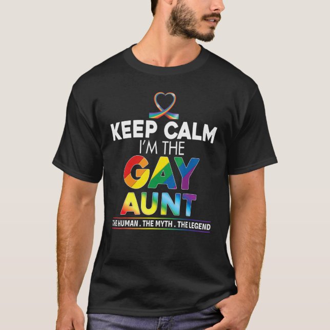 Camiseta Calma, sou a tia Gay Rainbow Ribbon Lgbt (Frente)