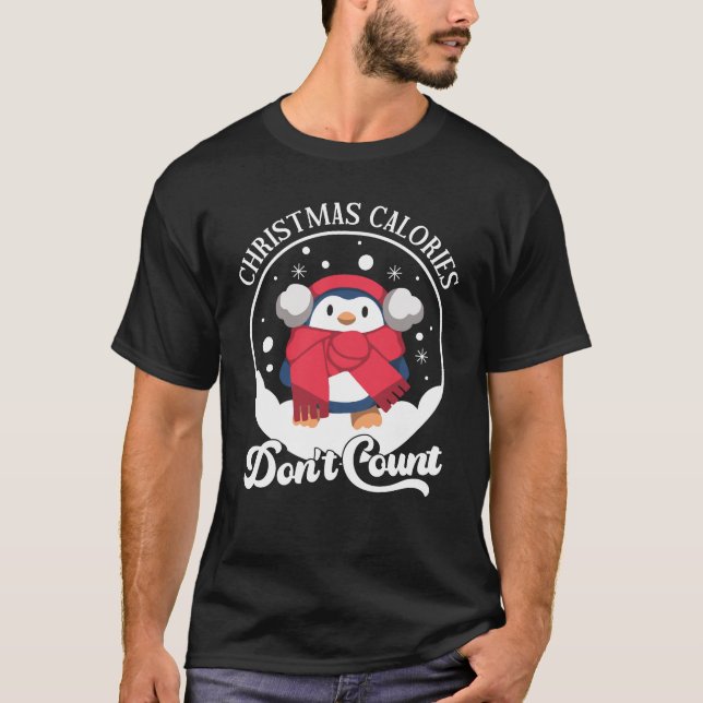 Camiseta Calorias de Natal Não Contem | Pinguim-Cuja (Frente)