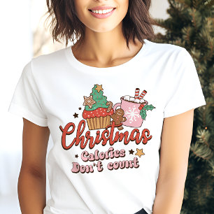 Camiseta Calorias de Natal Retrô Não Contam Feriado