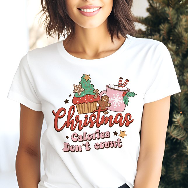 Camiseta Calorias de Natal Retrô Não Contam Feriado (Criador carregado)