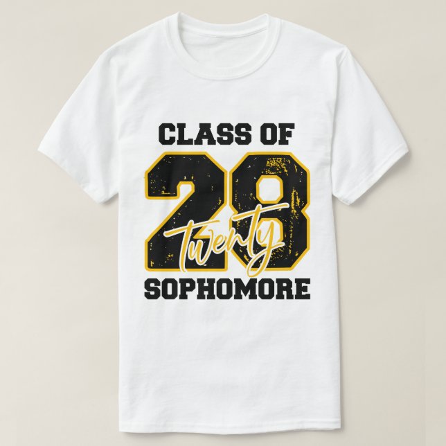 Camiseta Calouro da turma de 2028 voltando às aulas do ensi (Frente do Design)