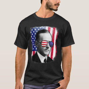 Camiseta Calvin Coolidge, bandeira dos EUA, 4 de julho
