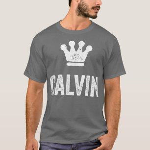 Camiseta Calvin, Design de Coroa e Nome do Rei para Homens