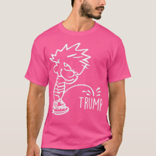 Camiseta Calvin Peeing No Trump - Chapéus De Trump