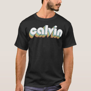 Camiseta Calvin Retro Rainbow Tipografia Estilo Desvanecido