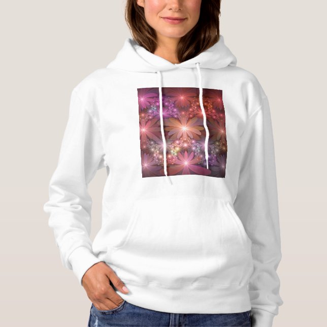 Camiseta Cama De Flores Arte Fractal Abstrato brilhante Col (Frente)