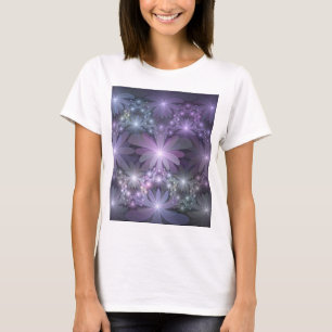 Camiseta Cama de Flores Trendy Shiny Abstrato Arte Fractal