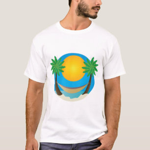 Camiseta Cama de Rede com Palmeiras na Praia