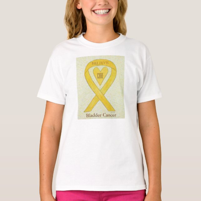 Camiseta Camada Cancer Amarelo Fita de Sensibilização Camis (Frente)