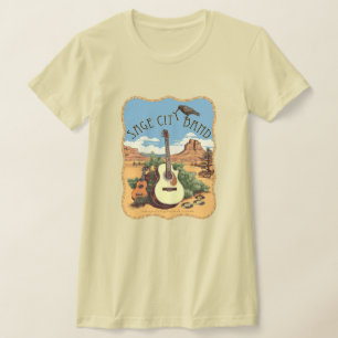Camiseta Camada feminina com design de banda de Sage City.