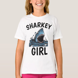 CAMISETA CAMADAS DE TUBARÃO PARA GAROTAS, GAROTA SHARKEY