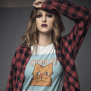 CAMISETA CAMADAS-T-CAMADAS CORTADAS DE CORNY GINGER CAT