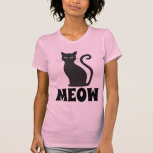 CAMISETA CAMADAS-T DE GATO PRETO DE MEOW