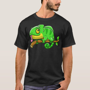 Camiseta Camaleão Bonito No Cartoon De Árvore