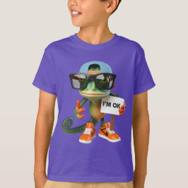 Camiseta Camaleão em tênis de laranja