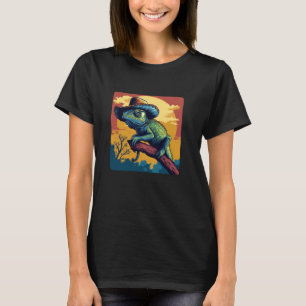 Camiseta Camaleão Engraçado com Visual de Cowboy