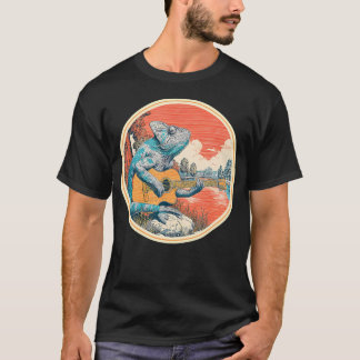 Camiseta Camaleão Toca Guitarra Rock Star 60S 70S Rock