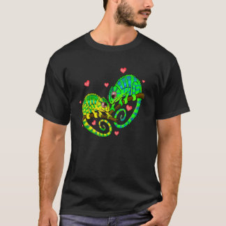Camiseta Camaleões Casais Adoram Corações Estilo Retroativo