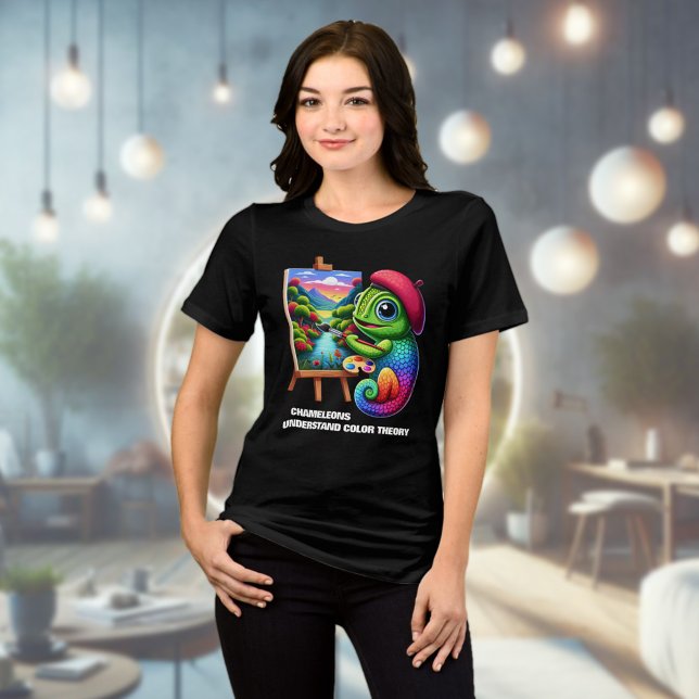 Camiseta Camaleões Entendam Teoria das Cores (Funny Chameleons Understand Color Theory Tri-Blend Shirt Cover Photo)