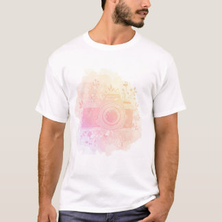 Camiseta câmara vintage com flor