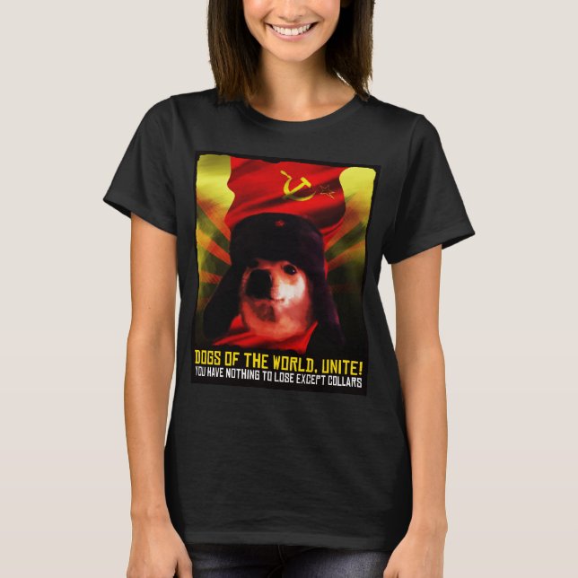Camiseta Camarada Comunista Doggo Memória Rússia Cão Jimbo (Frente)
