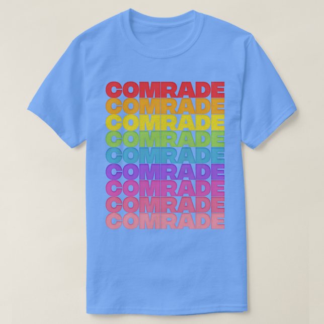 Camiseta Camarada Rainbow Retro Style Typografia Design (Frente do Design)