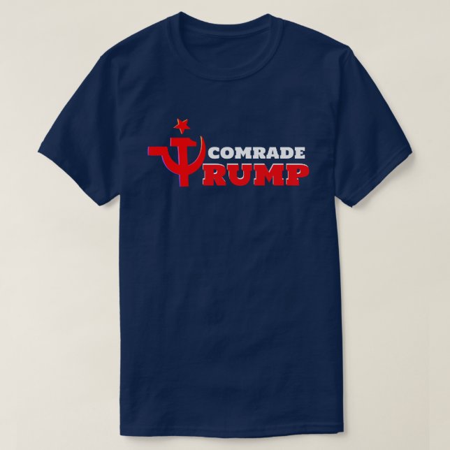 Camiseta Camarada Trump com martelo russo e foice (Frente do Design)