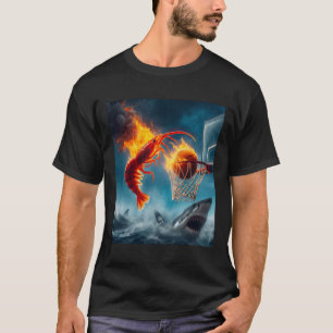 Camiseta Camarão Afundando o Tubarão Meme Divertido de Pesc