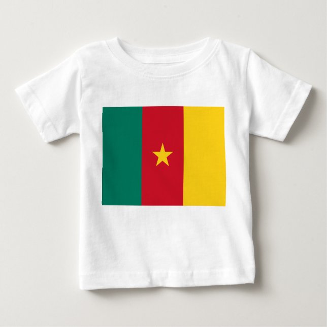 Camiseta Camarão-bebê com bandeira dos Camarões (Frente)