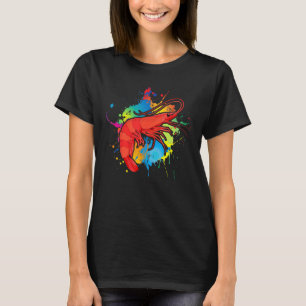 Camiseta Camarão Cereja Aquarela Peixe Aquário de Água Doce