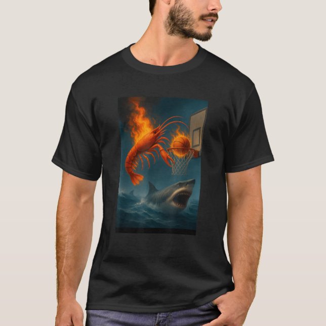 Camiseta Camarão de Derrame em Memória de Pesca Engraçada c (Frente)