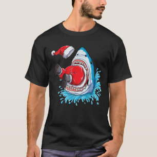 Camiseta Camarão de Feliz de Natal Comendo Papai Noel