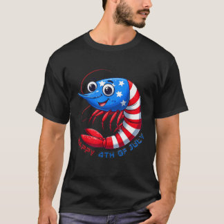 Camiseta Camarão Feliz Celebra 4 de Julho Crianças Homens M