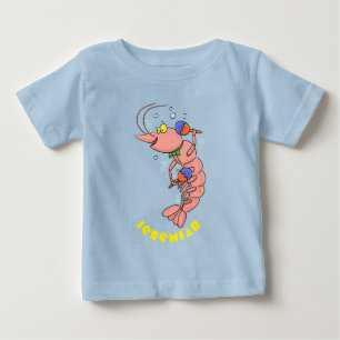 Camiseta Camarão feliz e bonito, desenho animado