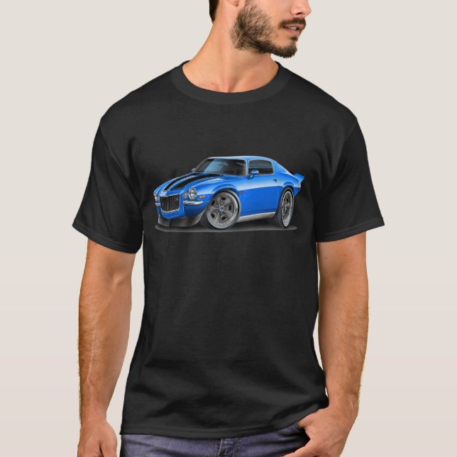 Camiseta Camaro 1970-73 carro azul/preto (Frente)
