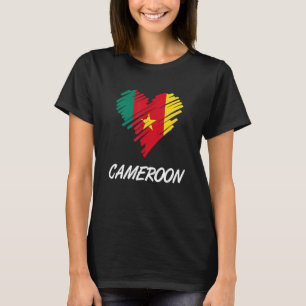 Camiseta Camarões Bandeira Camaronesa Orgulhoso Coração Amo