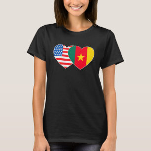 Camiseta Camarões e EUA Flag Twin Heart para Camarões A