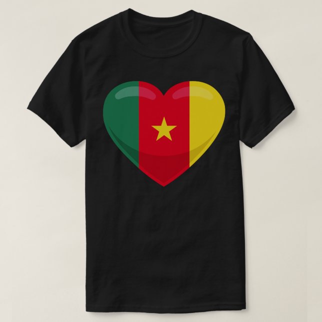 Camiseta Camarões Flag Heart (Frente do Design)