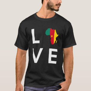 Camiseta Camarões Flag Love Africa Continente Silhouette Ca