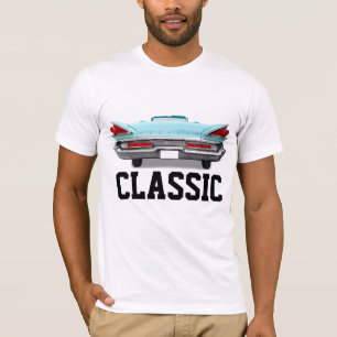 CAMISETA CAMARÕES-T DE HOMENS CLÁSSICAS DO CARRO AZUL 1950